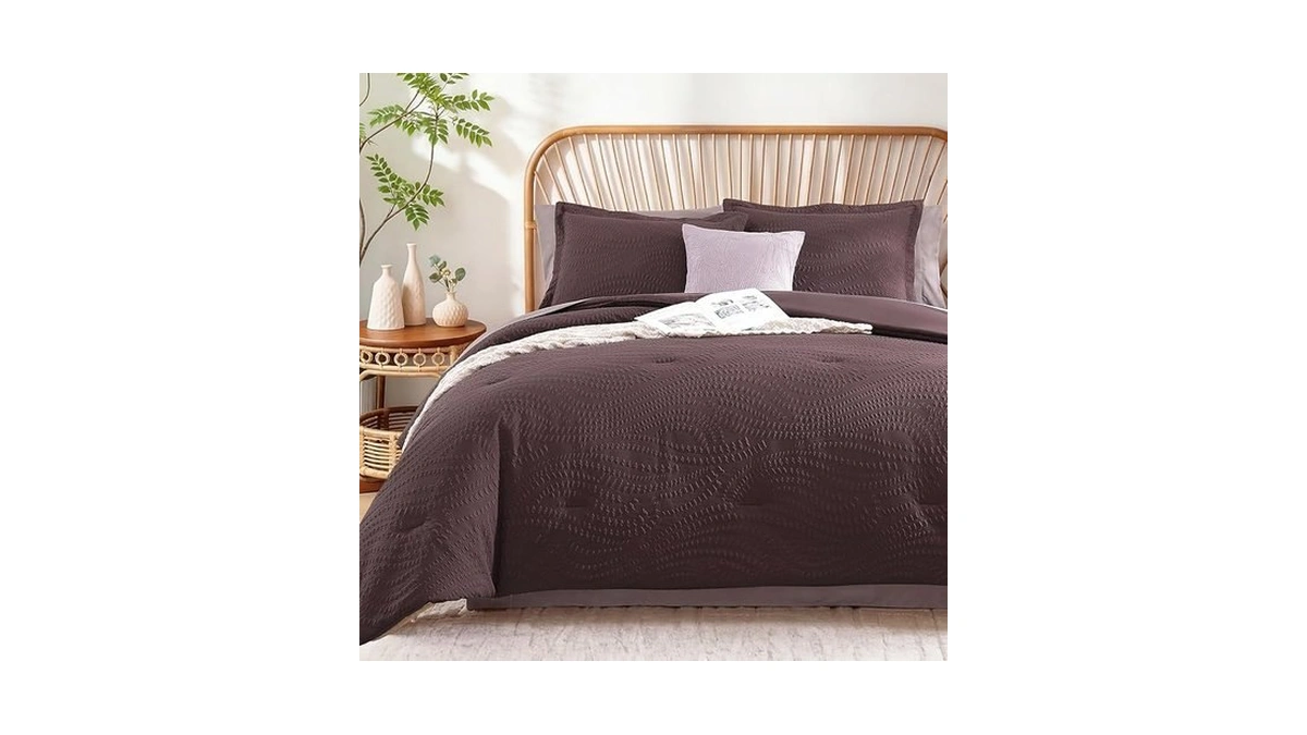 Geniospin Twin Comforter Set - 5 Pieces Purple Bedding Set,