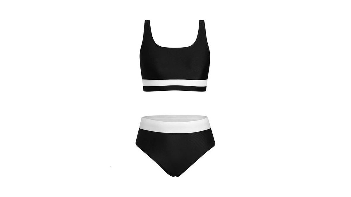 Alakuoti Girls Swimsuit Color Block Adjustable Straps Bikini Sets Teen