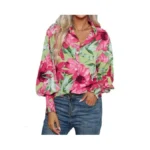 Mincib Women's Floral Print Blouse Long Sleeve Button Down Shirts
