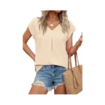 Prettygarden Women's Summer Blouses Casual Dressy Swiss Dot Cap Sleeve