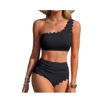 Charmo Womens One Shoulder Bikini Sets High Waisted Tummy Control