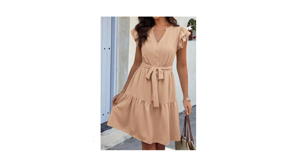 Kirundo Summer Dresses For Women 2026 Spring Flutter Sleeve V