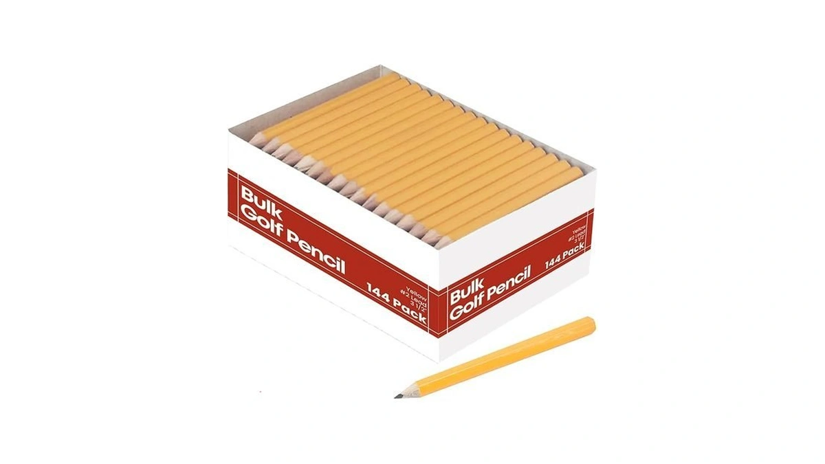1intheoffice Golf Pencils Bulk, Yellow Barrel Hb Lead #2 4