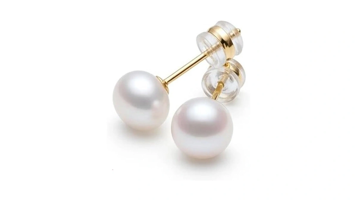 Pearl Earrings Studs,18k White Gold Plated Hypoallergenic Earrings With 925