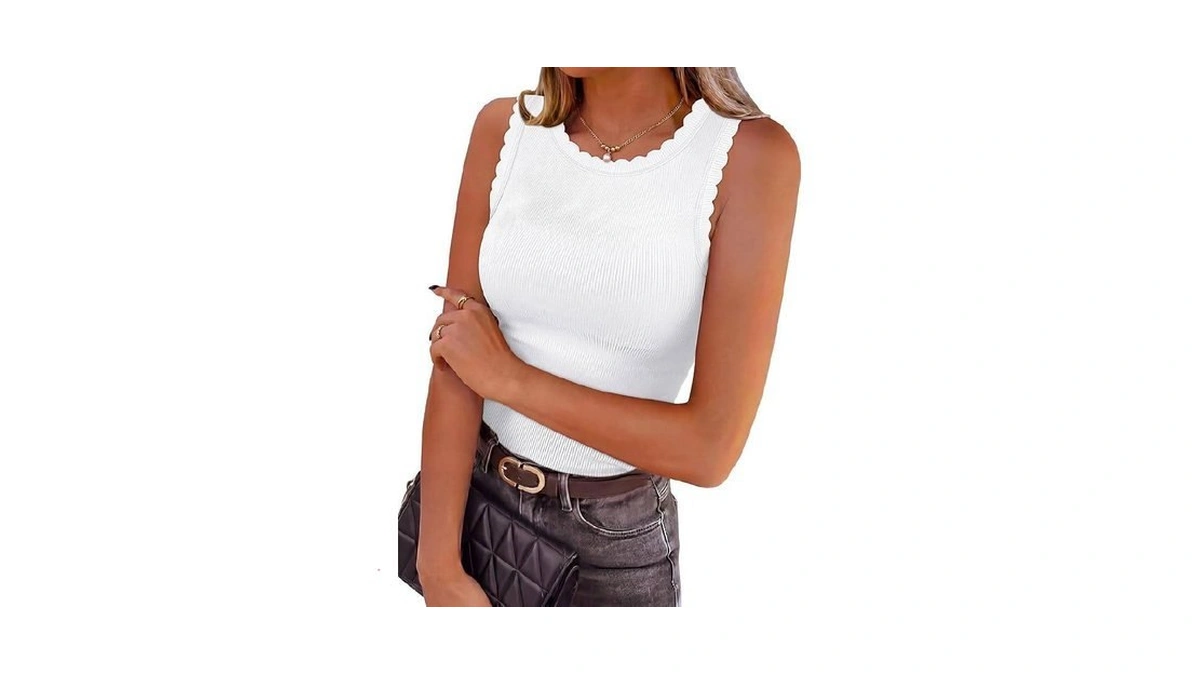 Sampeel Womens Tank Tops Sleeveless Workout Ribbed Slimming Fitted Camisole