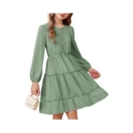 Grace Karin Girls Long Sleeve Fall Dress Swiss Dot Flowy