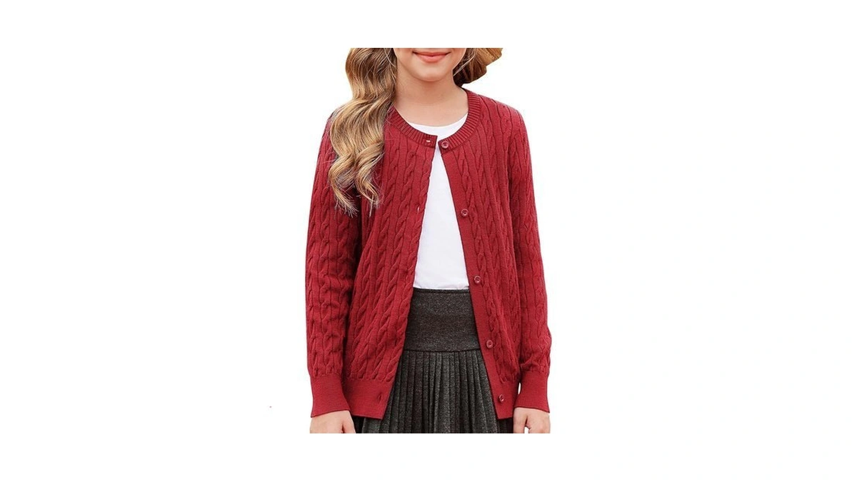 Grace Karin Girls Cardigan Sweater Kids Christmas Knit Button Front