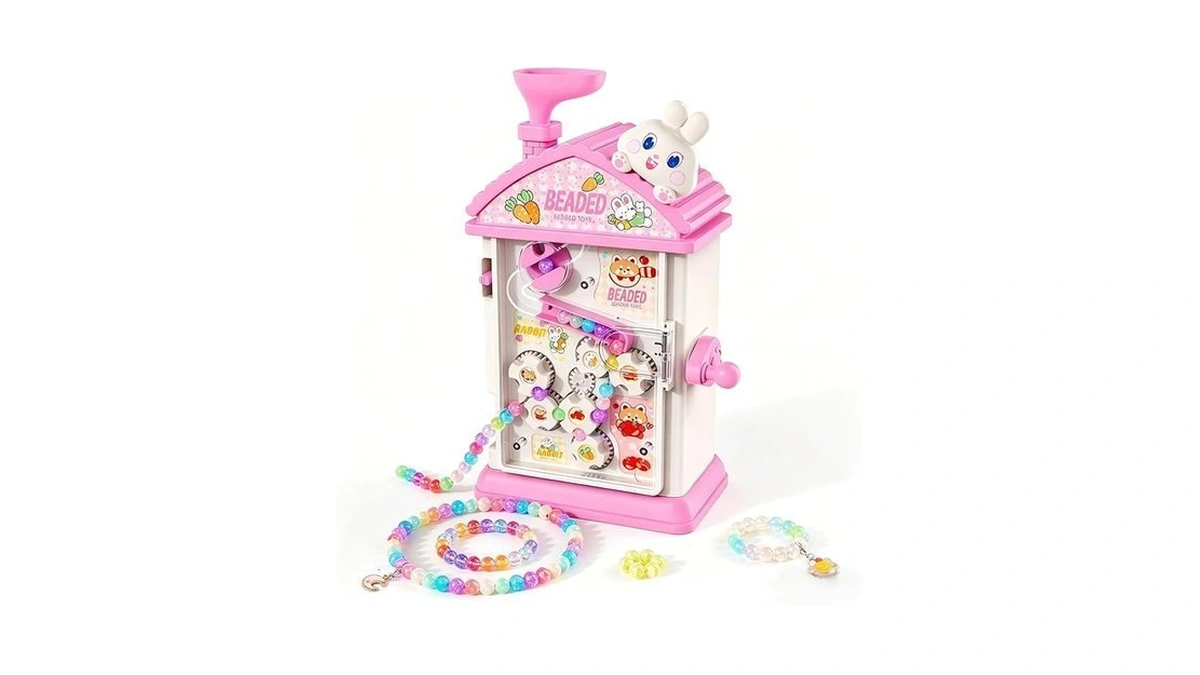 Magthic 2-in-1 Beads Bracelet Maker Machine & Hand-crank Bunny Toys,