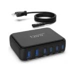 Desktop Fast Charging Station, 120w Gan 6-port Multi Port Charger
