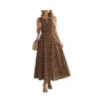 Lingswallow Polka Dot Dress For Women Boat Neck Maxi Tank