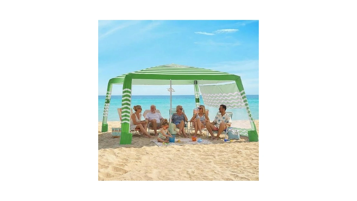 Zeraty Beach Cabana 8'×8', Portable Beach Canopy With Side Wall,