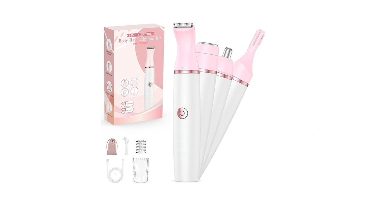 Bikini Trimmer Women & Body Shaver: 4-in-1 Painless Pubic Hair