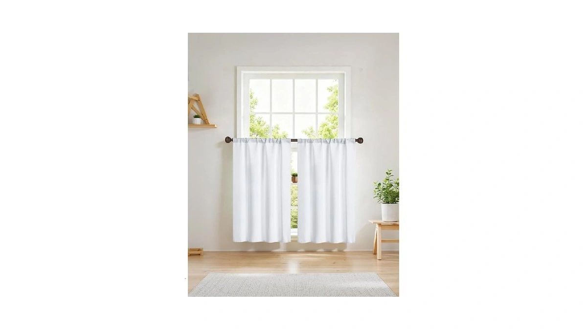 Easy Home Short Blackout Window Curtain Rod Pocket Thermal Privacy