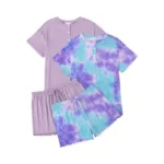 Ekouaer 2 Pack Womens Pajama Sets Short Sleeve Sleepwear Top