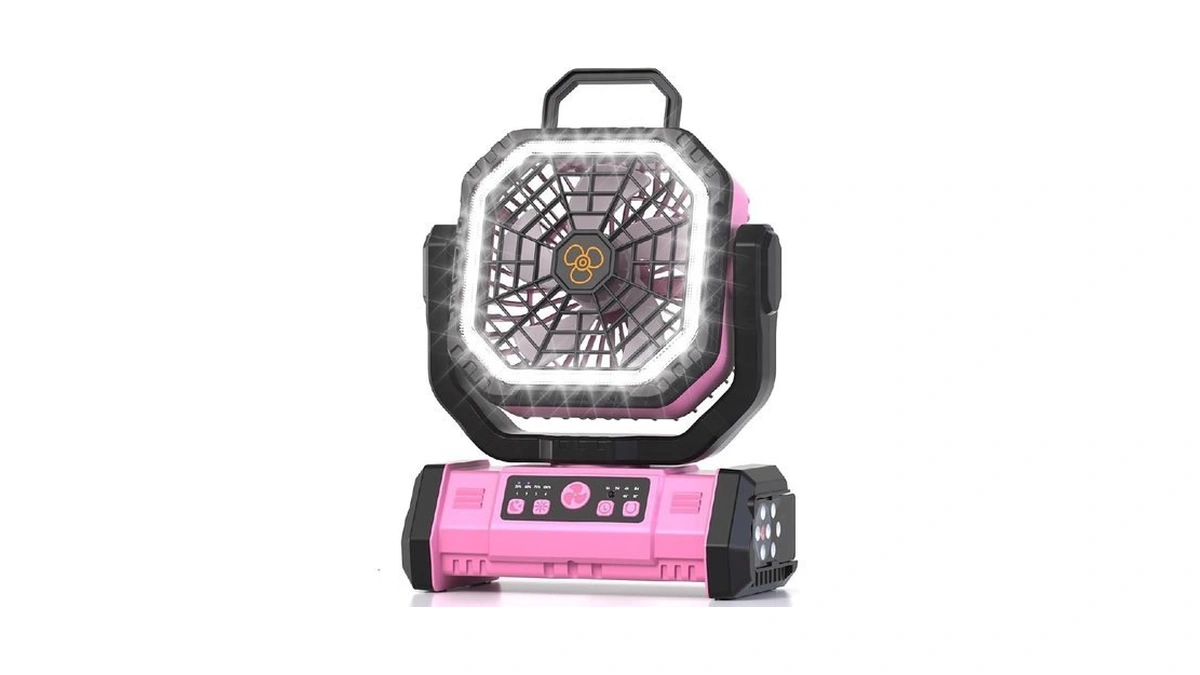 Honesorn Portable Fan Rechargeable 20000mah, Camping Fan With Led Light