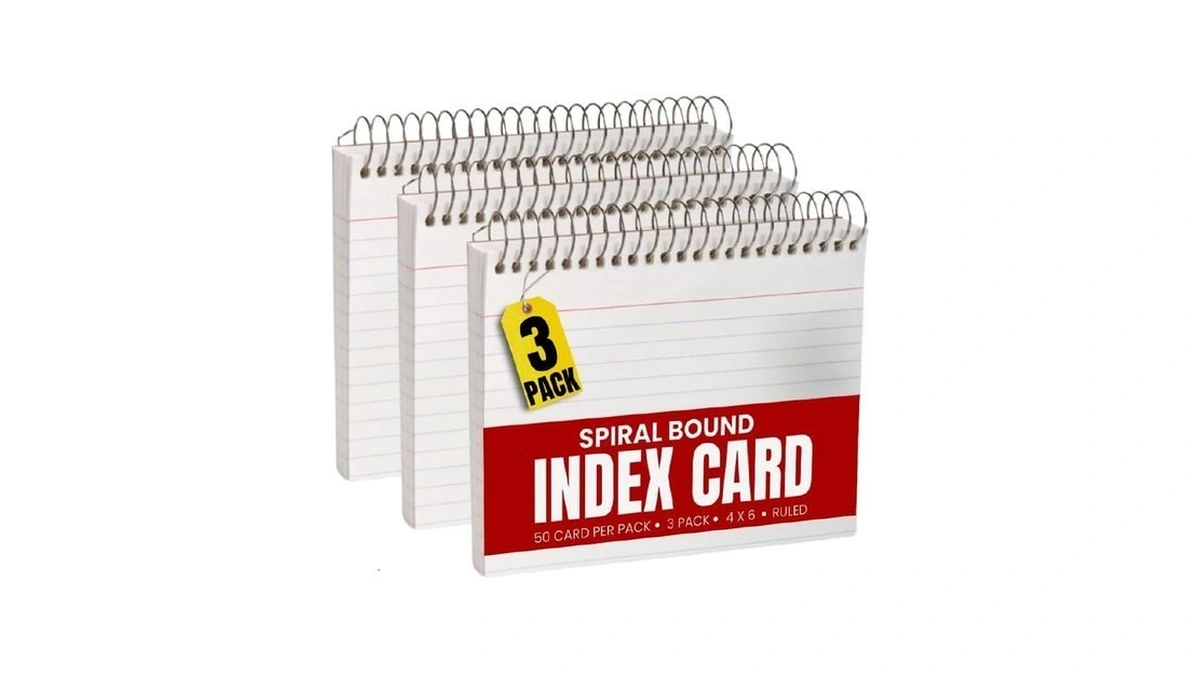 1intheoffice Spiral Bound Index Cards 4x6 Ruled, White, 50 Cards/pack,