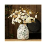 Sure Yuesi Green Vintage Ceramic Vase 7.8”, Handcrafted Chinoiserie Floral
