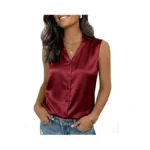 Funlingo Womens Satin Blouse Silky Dressy Satin Camisole Tops Sleeveless