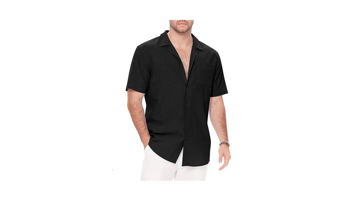 Guayabera Shirts For Men Linen Button Down Short Sleeves Shirt