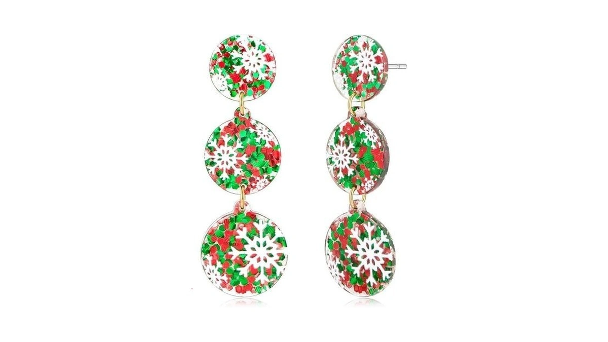 Famarine Christmas Earrings Colorful Light Earrings Lightweight Holiday Earrings