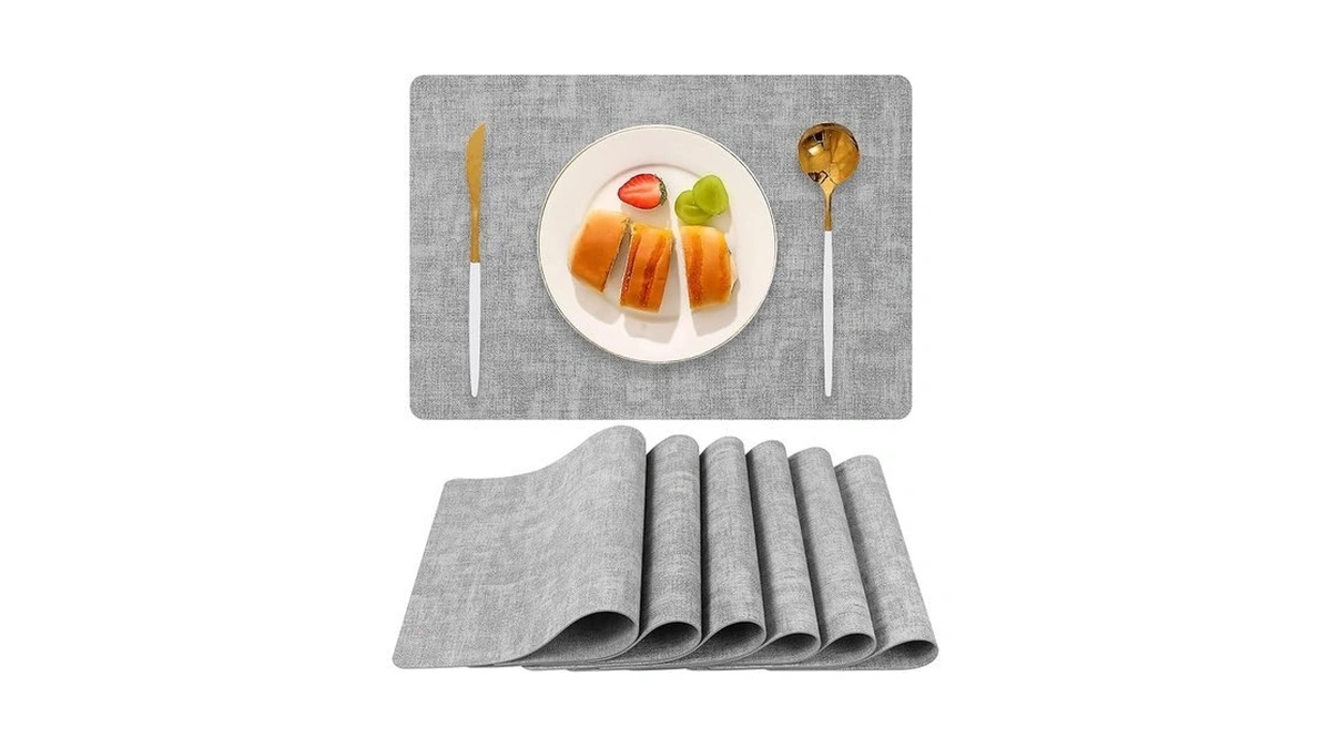Boobezeen Faux Leather Placemats Set Of 6, Heat Resistant Wipeable