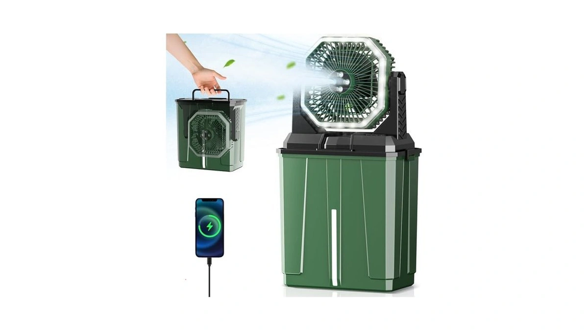 Portable Misting Fan, 24000mah Camping Fan With 8l Bucket, 12hrs
