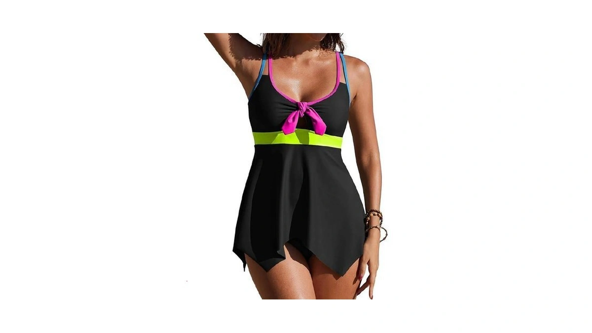 Sheshow Womens Tankini Bathing Suits Cutout Swim Skirt Tummy Control