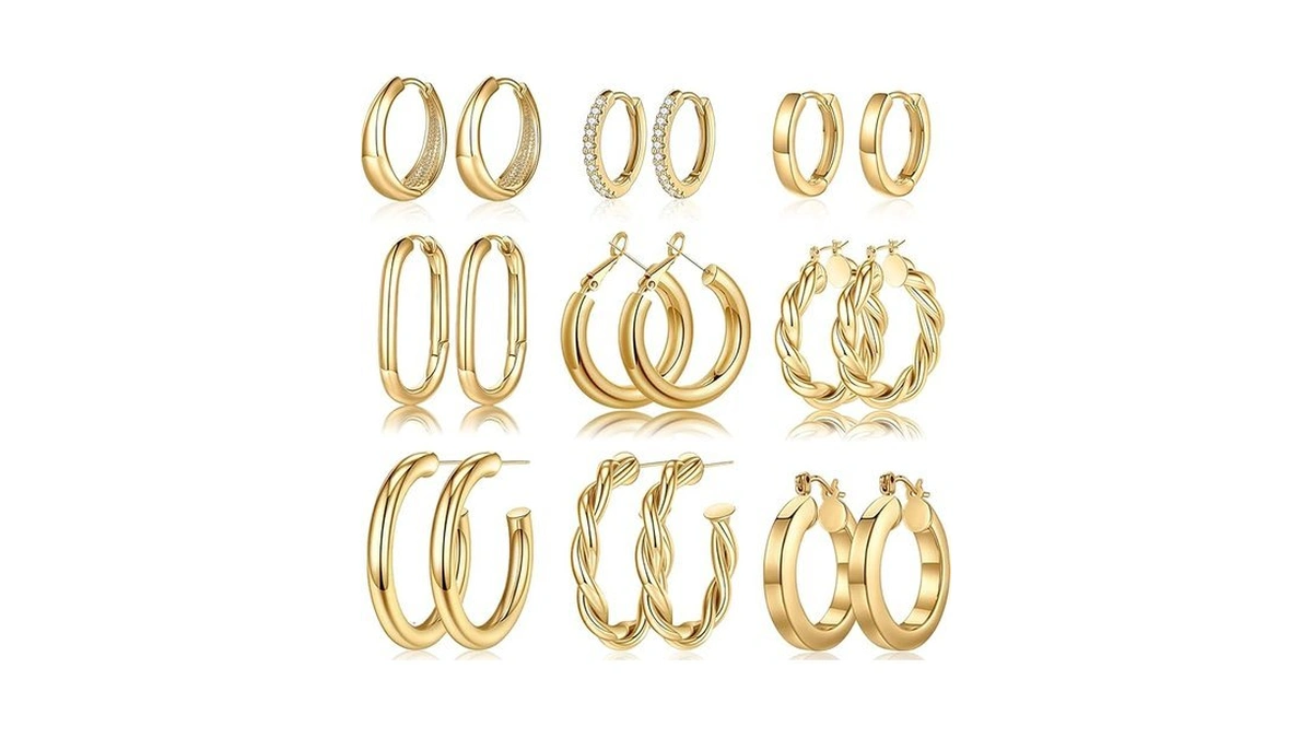 Yesteel 14k-gold-plated Hoop Earrings, 14k-gold-plated Small Hoop Earrings For Women