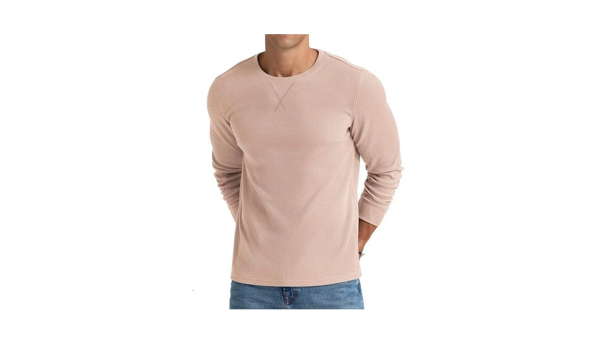 Nitagut Mens Waffle Crew Neck T-shirt Hipster Hip Hop Longline