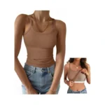Gkbk Women's Sleeveless Built In Bra Tank Top Form Fitting