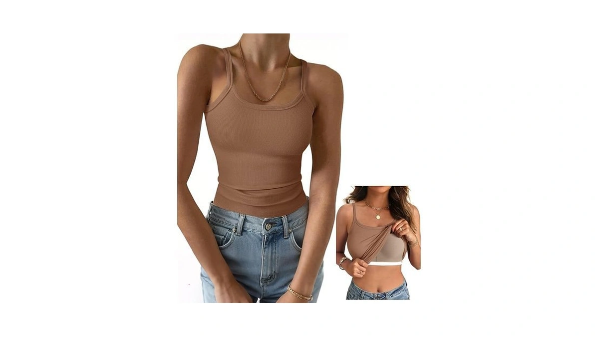 Gkbk Women's Sleeveless Built In Bra Tank Top Form Fitting