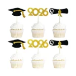 2026 Graduation Cupcake Toppers 48 Pack, Pre-assembled Food & Appetizer