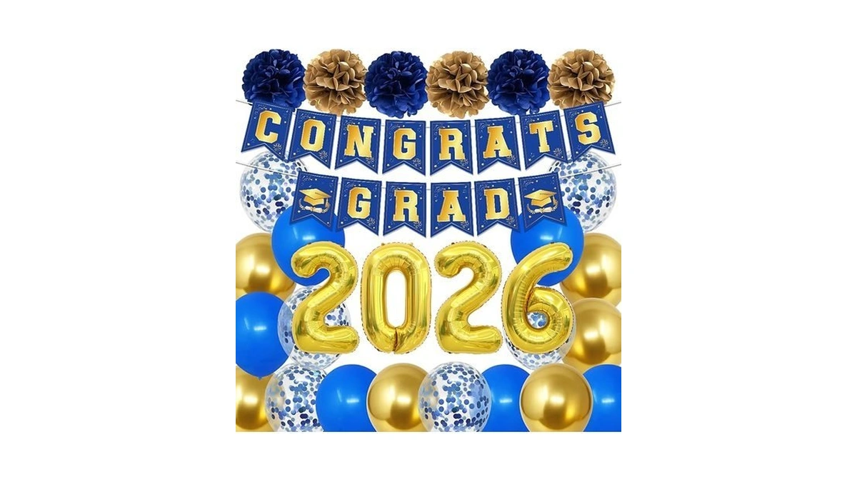 Vemfare Graduation Decorations 2026 Set - Blue Gold Graduation Decor