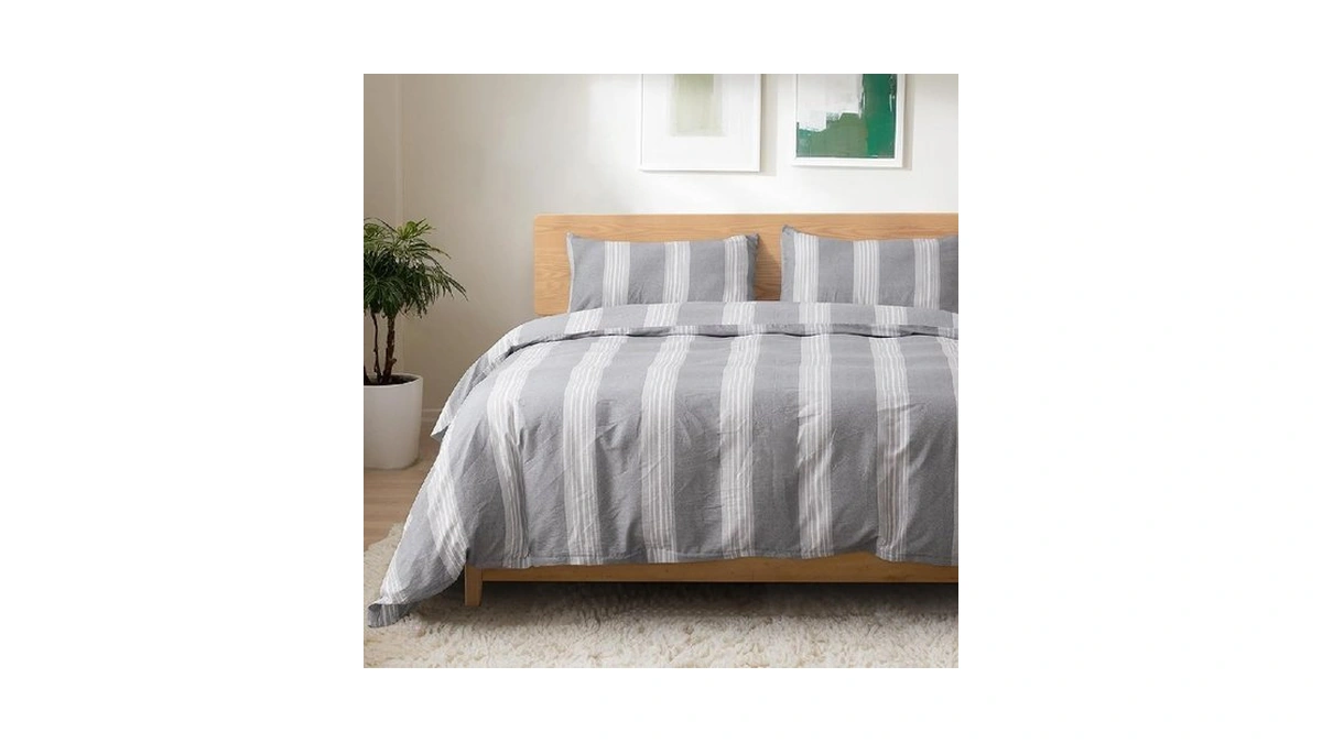 Tocomoa Striped Duvet Cover Set 100% Natural Cotton Soft Comfy