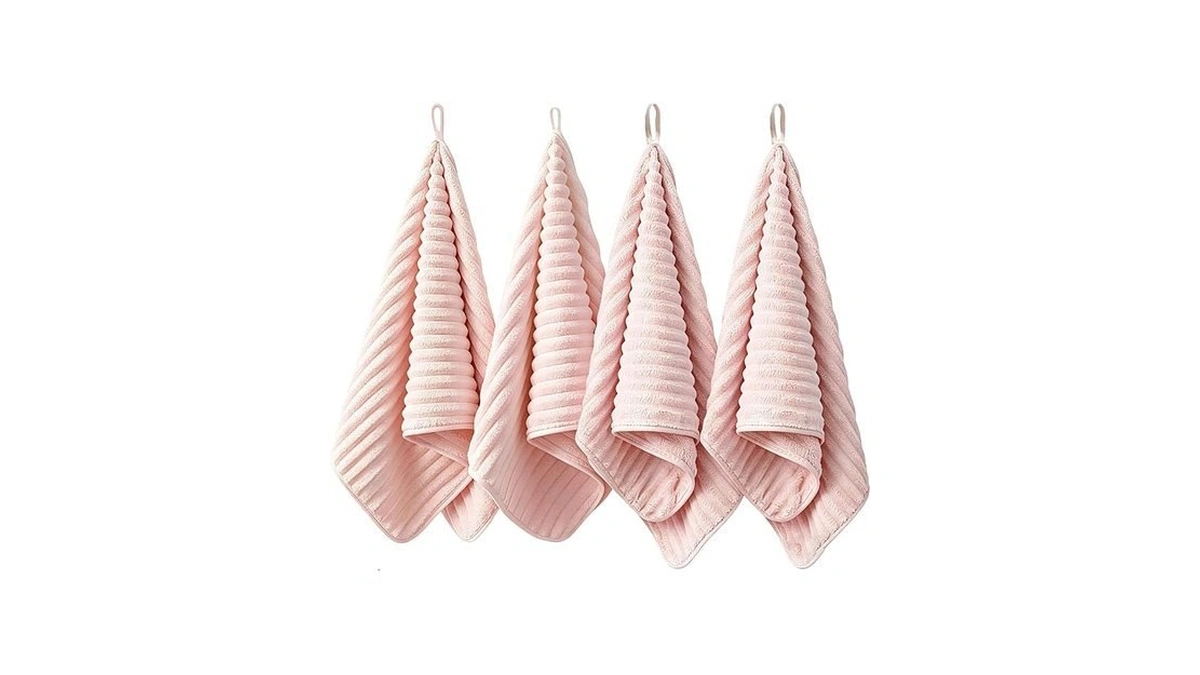 Lmminbz 4pcs Pink Microfiber Hand Towels For Bathroom Christmas Decorations