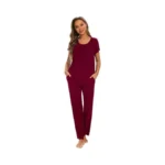 Smallshow Women's Maternity Postpartum Pajamas Ruched Short Sleeve Nursing Pjs