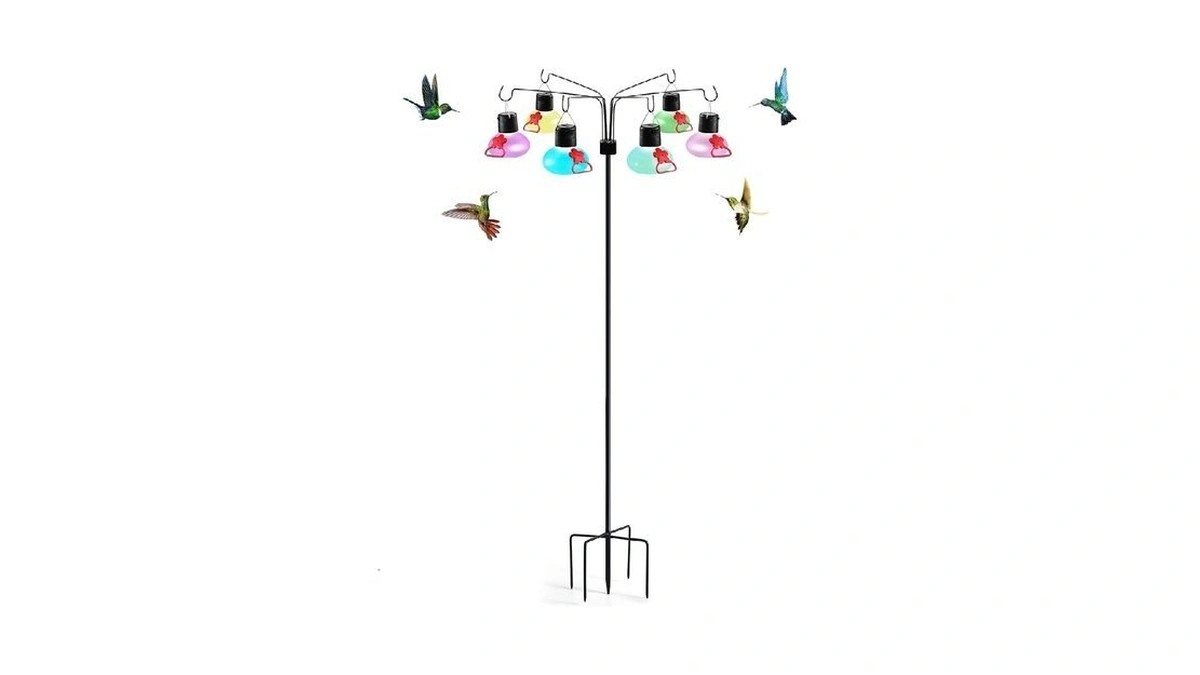 Pozfun Solar Hummingbird Feeders For Outdoors Decorative Hummingbird Feeders Stand