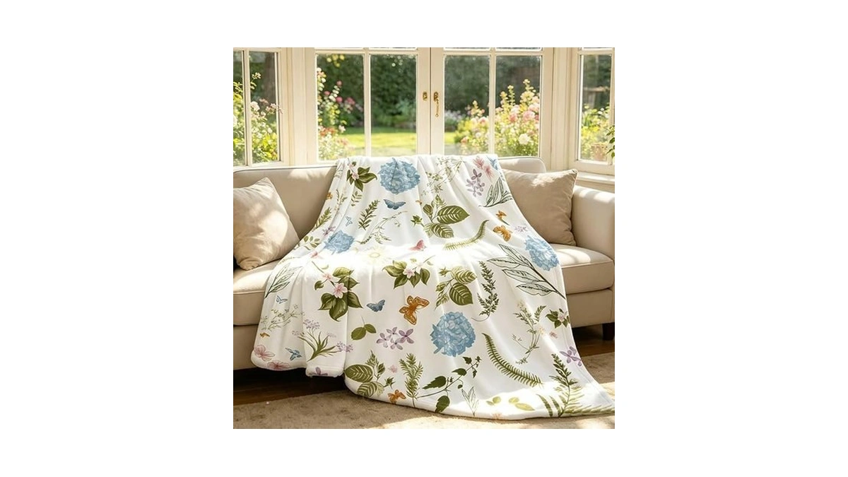 Yuboo Spring Throw Blanket, Sage Flower Blanket Gift For Birthday,