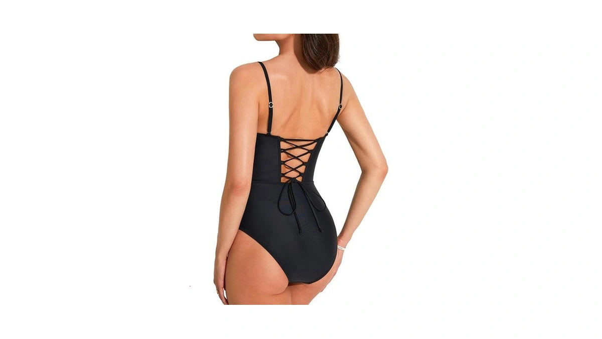 Ajisai Women One Piece Tummy Control Swimsuit Slimming Ruched Backless