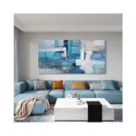 Ajaziko Blue Abstract Canvas Wall Art - Modern Wall Decor,