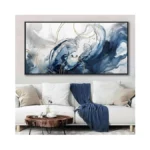 Mofutinpo Blue Wall Art Framed Abstract Canvas Wall Art Blue