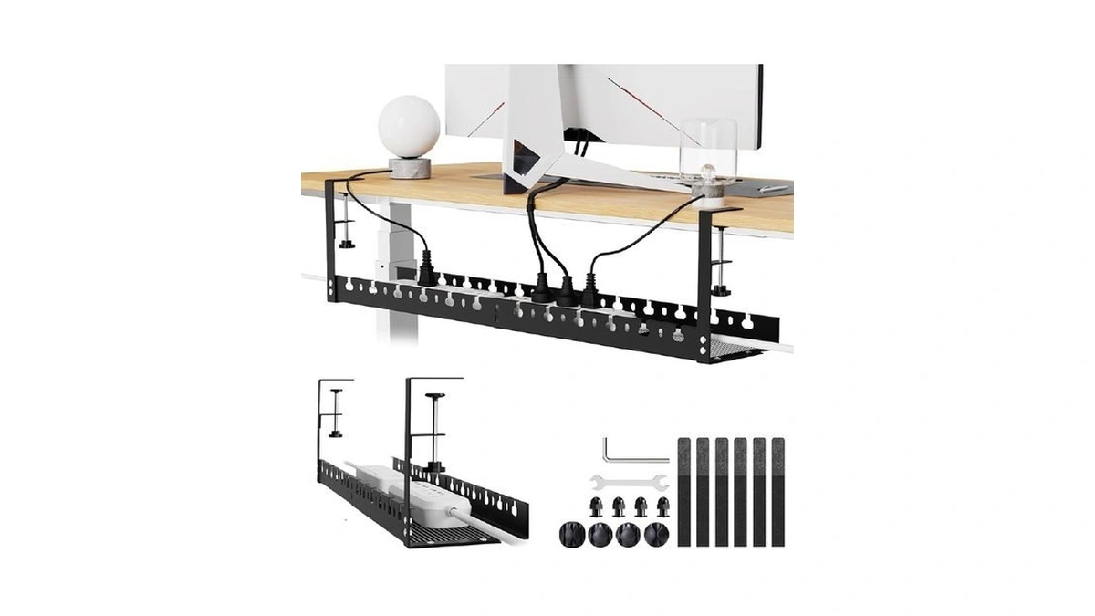 Under Desk Cable Management Raceway Clamp 2 Hole 31 Inch