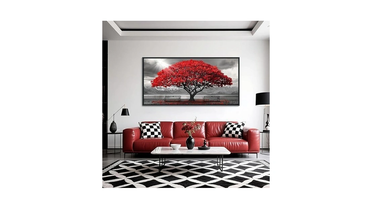 Ajaziko Red Wall Art - Modern Framed Wall Art For