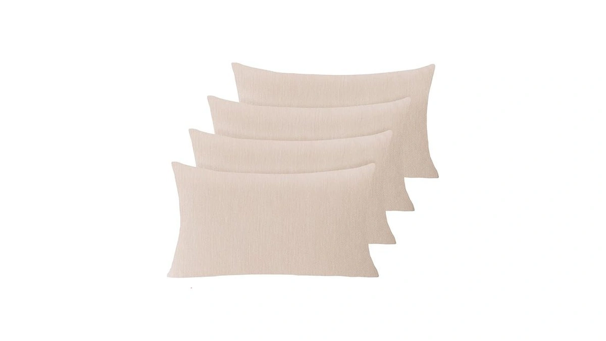 Set Of 4 Khaki Throw Pillow Covers 12x20 Inch, Neutral