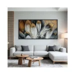 Framed Feather Canvas Wall Art Modern Living Room Bedroom Wall
