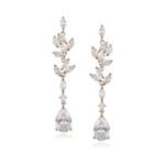 Sweetv Rose Gold Teardrop Wedding Earrings For Brides, Women, Marquise