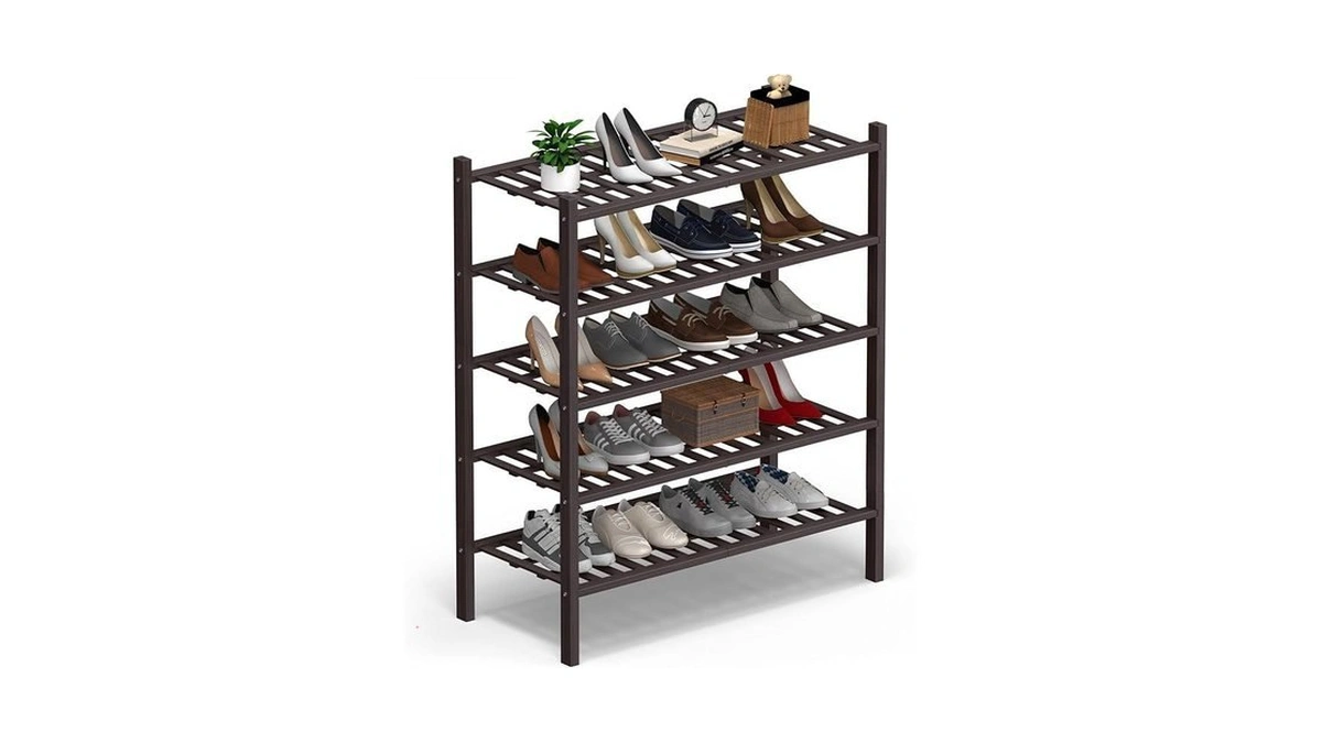 Haddockway 5 Tier Bamboo Shoe Rack Storage Organizer, Multifunctional Free