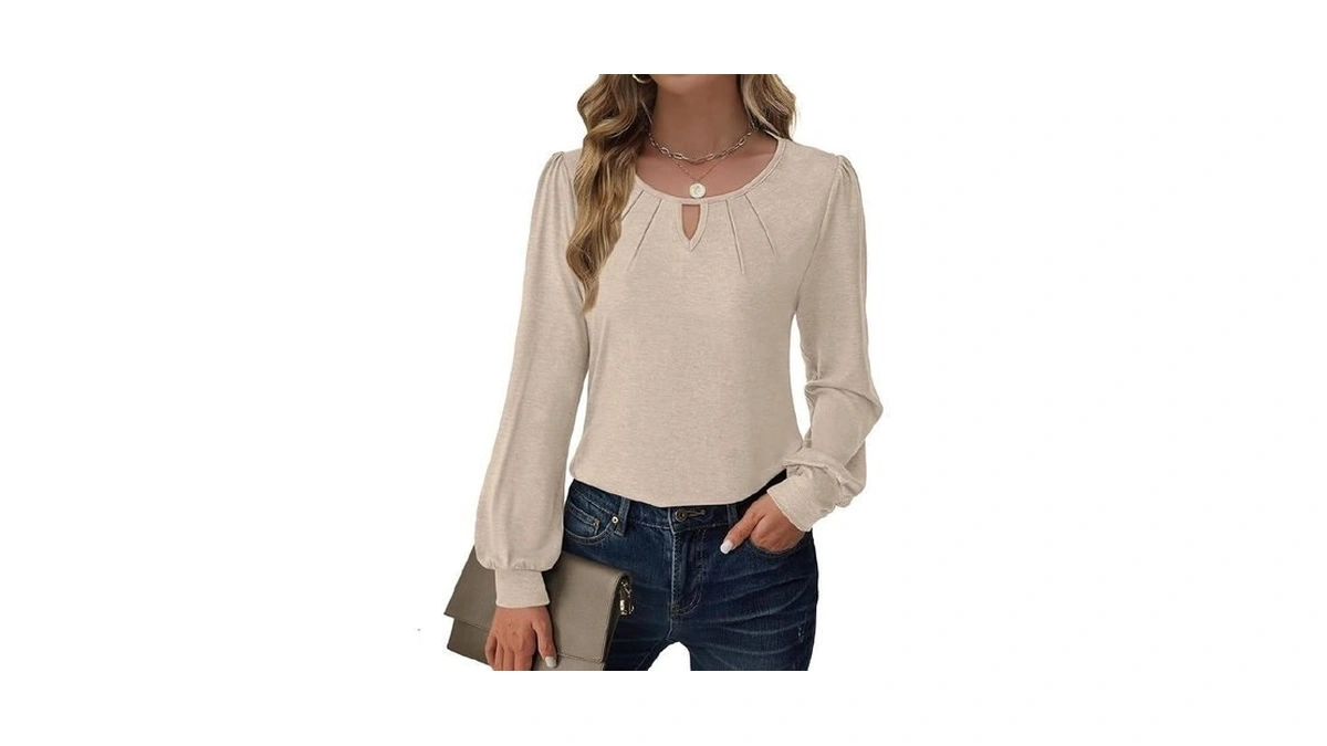 Gkbk Womens Long Puff Sleeve Tops Dressy Business Casual Blouses