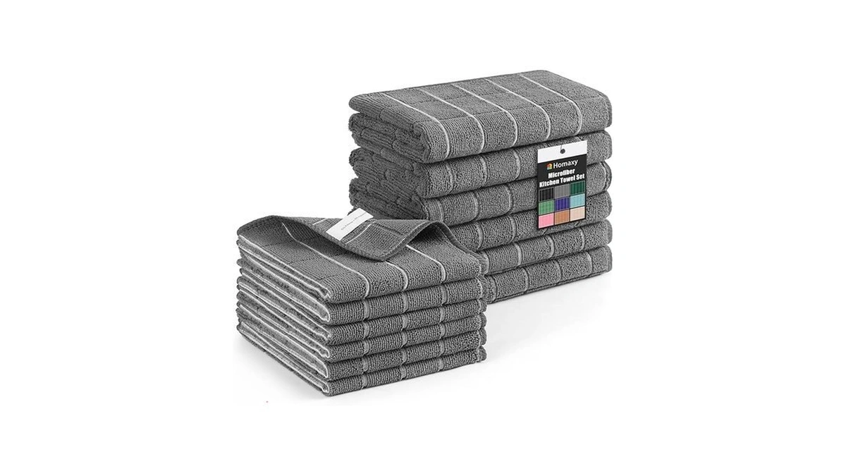 Homaxy Microfiber Kitchen Towels And Dishcloths Set, 12 Pack Soft