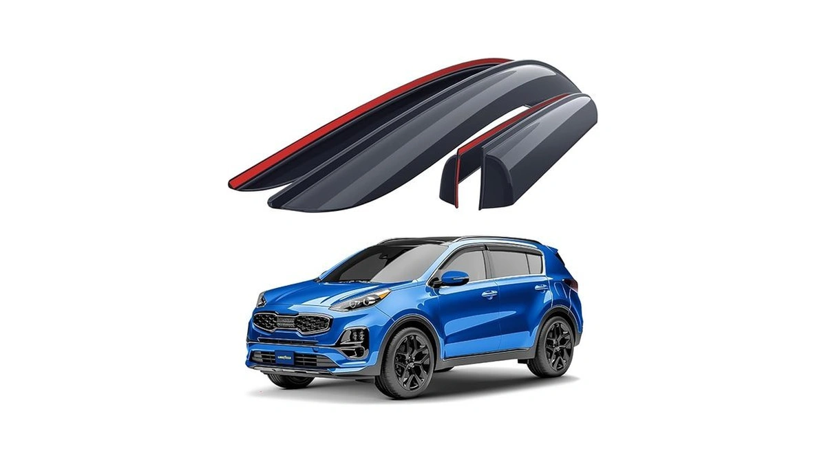 Goodyear Shatterproof Window Deflectors For Kia Sportage 2017-2022, Tape-on Rain
